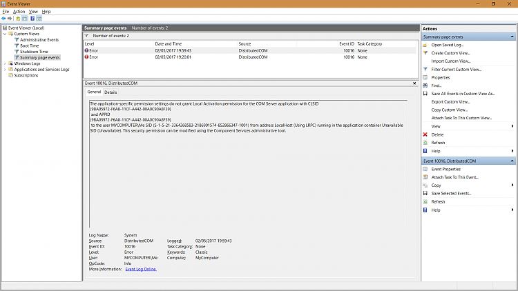 Windows 10 Event ID 10010 and 10016 Errors With DistributedCOM-no.png