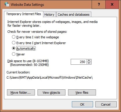 Disk Cleanup showing 2.9GB Temporary Internet Files-website-data-settings.jpg