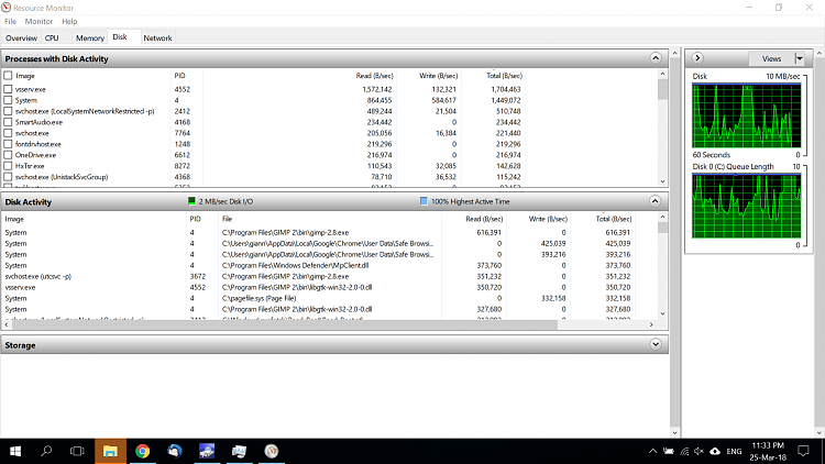 windows 10 disk 100 active time