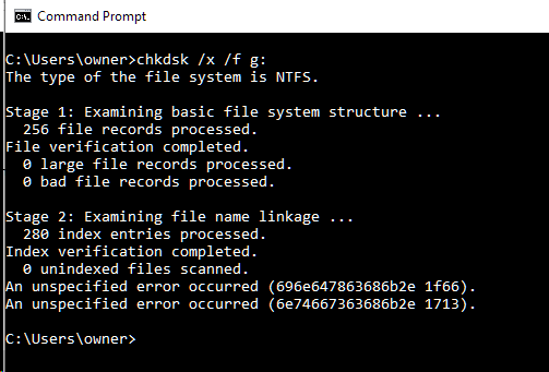 CHKDSK /F fails with An unspecified error occurred.-image.png