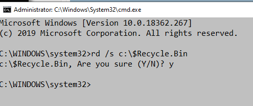 Window 10 fails to delete the content of the recycle bin with the cmd-image.png