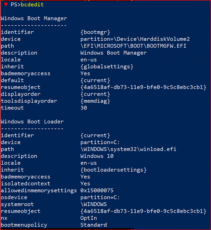 Restart Issue: Needs additional Hard Restart (W10-1903)-bcdedit.png