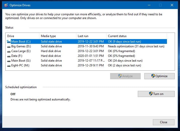 papir travl forsvinde Windows seems to be defragging my SSDs Solved - Windows 10 Forums