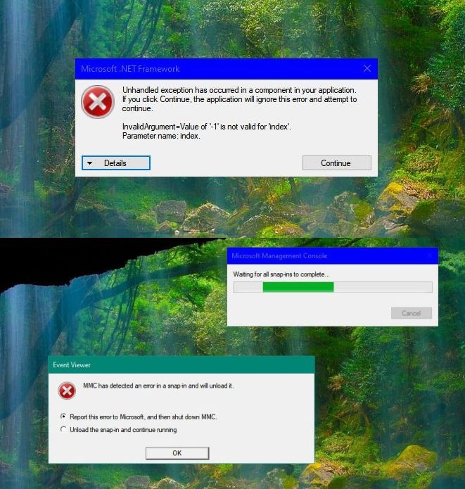 Upgraded to 1909 and the Event viewer still crashes-mmc-error.jpg