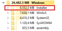 windows 10 reduce installer folder size