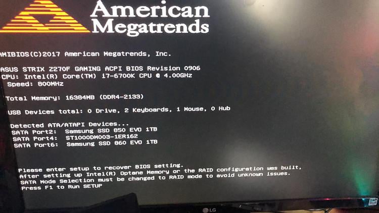 Unable to run Setup on American Megatrends BIOS