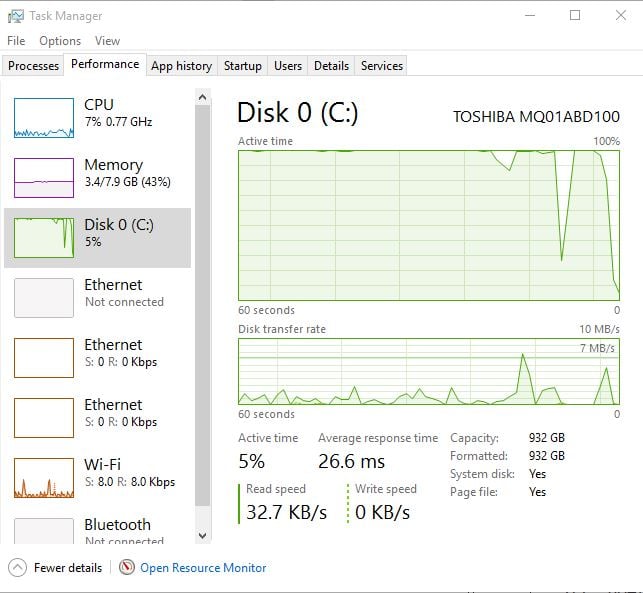 disk 100 windows 10 1809