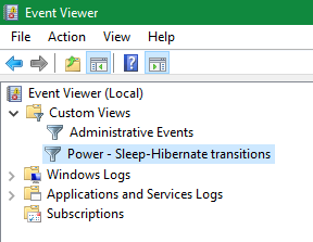Sleep states and power drain 1909 build-event-viewer-custom-views.png