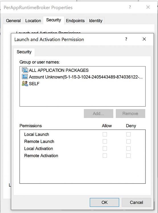 10016 Warnings for PerAppRuntimeBroker but Windows Security warnings-greyed-out.jpg