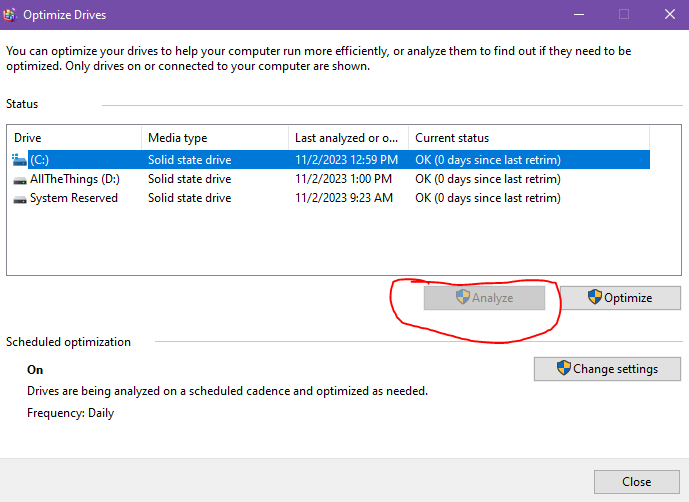 Windows disk Defrag/Optimize wont analyze SSD?-capture.png