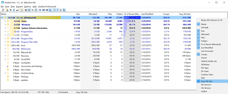 Hard drive cluster size issues? Size on HDD over twice the actual size-treesize.png