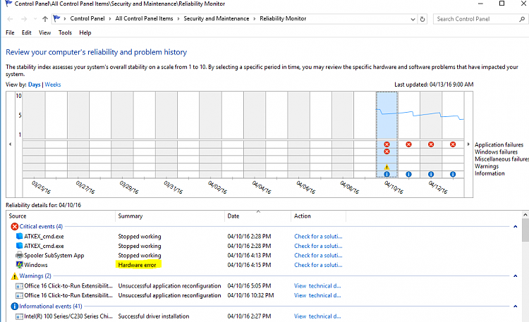 Win10 pausing every 30 seconds on ASUS Laptop. Sleep mode issue too.-reliability-history01.png