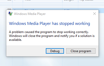 Windows Media Player Exception code: 0xc0000005 file CompPkgSup.DLL-capture.png