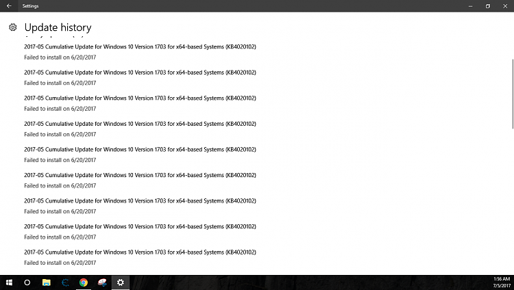 windows 10 version 1703 failed