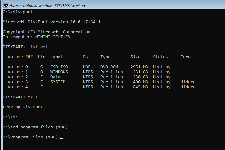 Program Path Program Files (x86) in Command Prompt needed!-diskpart-drive-letter-use.png