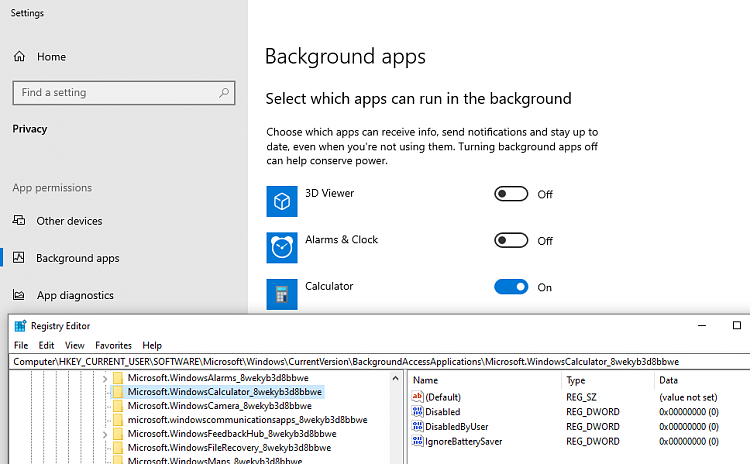 Anyone know how to Disable specific 'Background Apps' via Registry..?  Solved - Windows 10 Forums