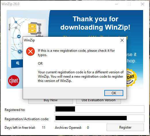 Unsolicited WinZip v26.0 trial over-riding previous noupdate setting-winzip-v26-v19_5-registration-rejected-24-sep-2021.jpg