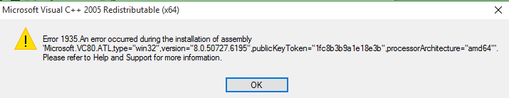 Persistent Error 1935 Microsoft Visual redistributable C++ 2005-capture.png