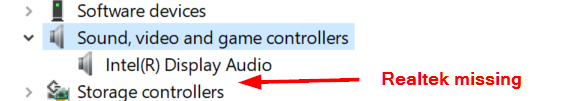 No sound. Realtek entry is missing from Device Manager-device-manager_norealtek.png