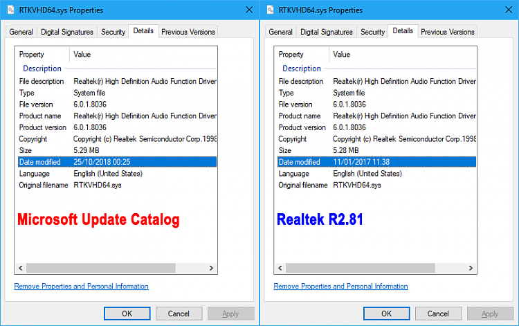 Latest Realtek HD Audio Driver Version-rtkvhd64.sys.png