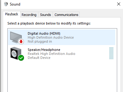 high definition audio device unplugged