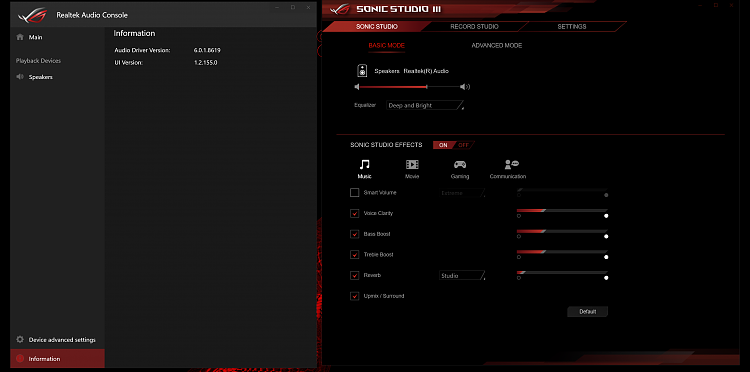 asus realtek hd audio manager default format