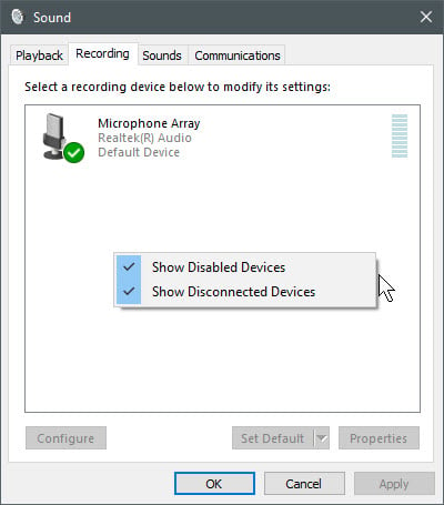 No Mix In Sound Control Panel - Windows 10