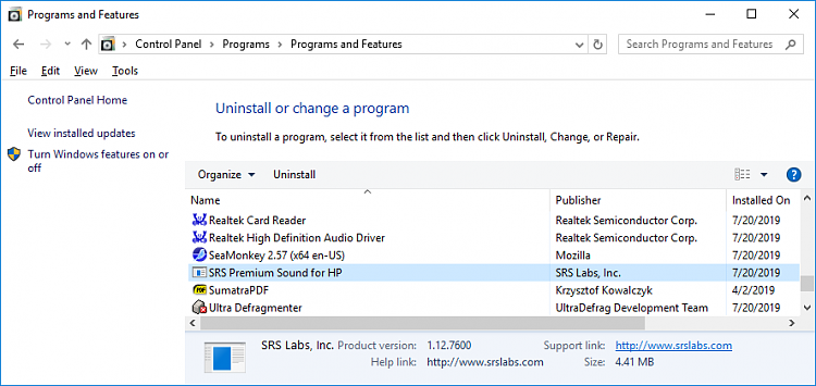 Removing SRS Audio Control Panel / SRS Premium Sound-srspremiumsoundhp-uninstall-programsandfeatures.png