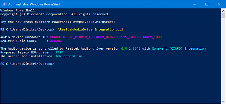 Determine the HDA Realtek driver needed for your Audio-script_output.png