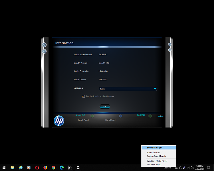 realtek hd audio manager cant use headset and mic in same place