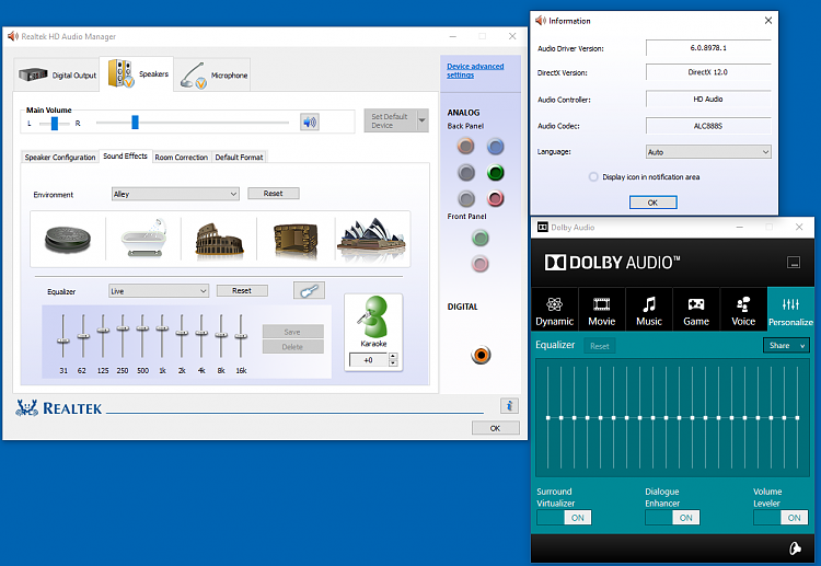 Драйвер realtek для windows 10. Эквалайзер реалтек. Realtek High Definition Audio Drivers.