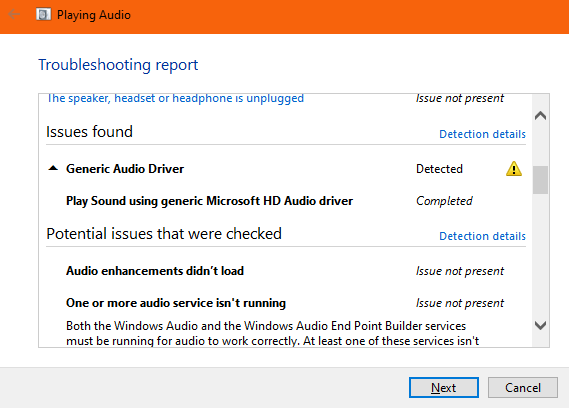 My laptop isn't recognising my headphones-playing-audio-troubleshooter-result.png