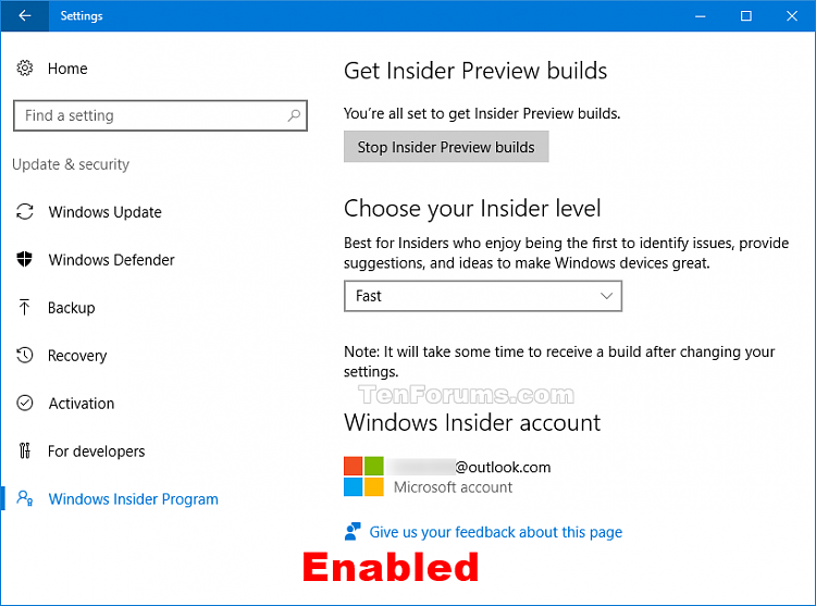 Insider Build Settings - Enable or Disable in Windows 10 - Windows 10 ...