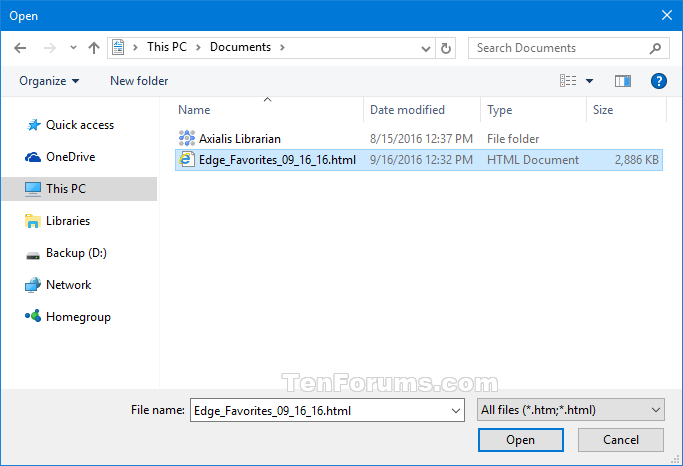 Microsoft Edge Favorites Import Or Export As Html In Windows 10