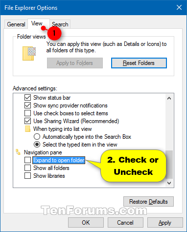 Turn On or Off Navigation Pane Expand to Open Folder in Windows 10-file_explorer_options_expand_to_open_folder.png