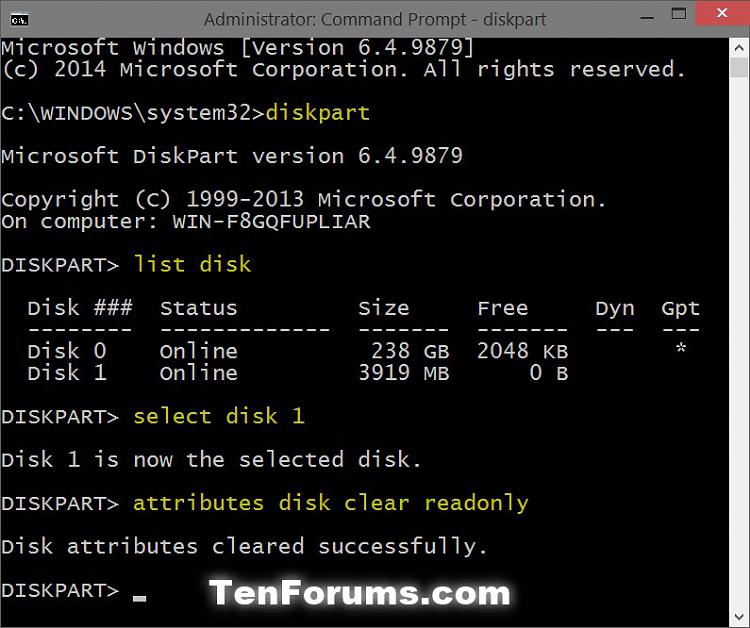 Enable or Disable Disk Write Protection in Windows-clear_removable_disk_read-only_command.jpg