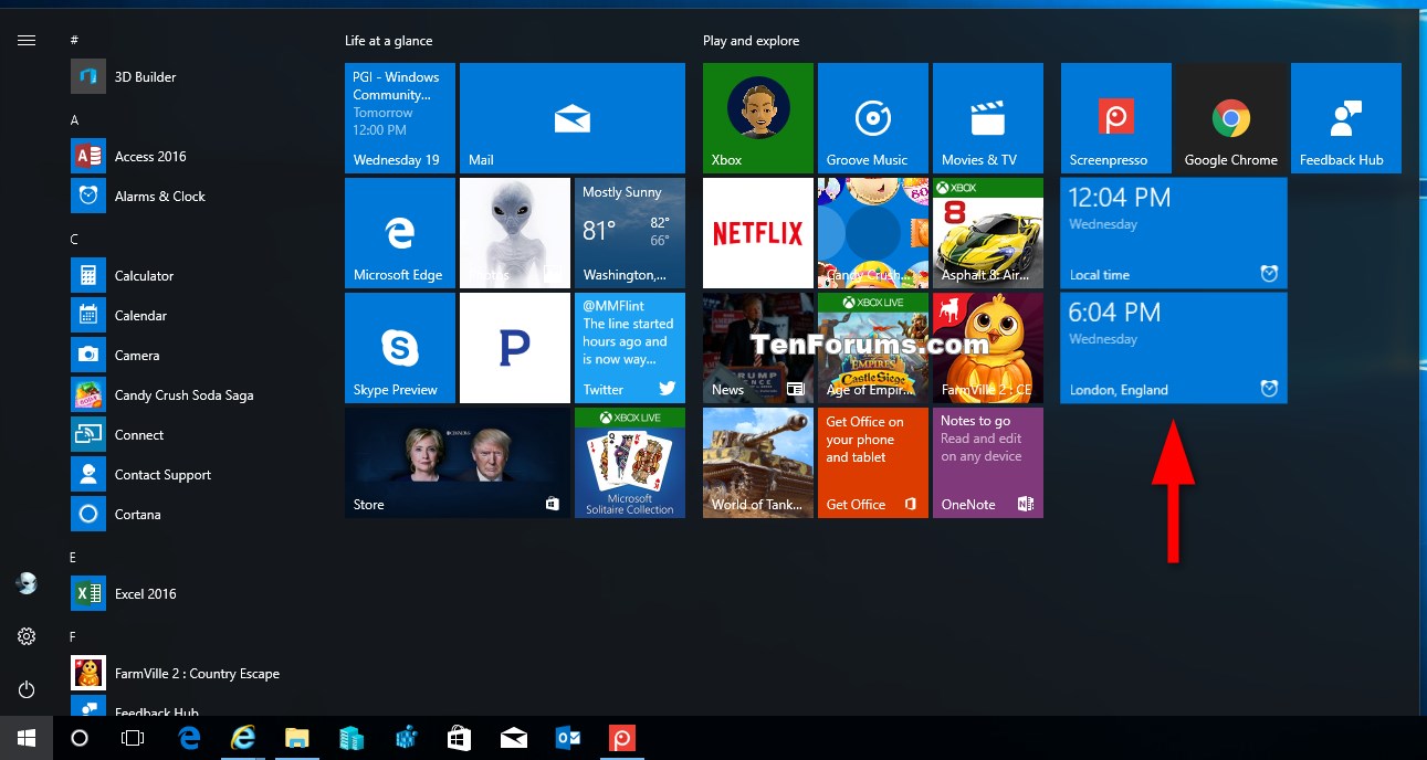 How to Pin a World Clock to Start in Windows 10 Tutorials