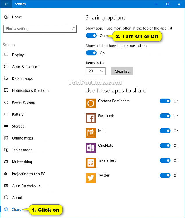 Turn On or Off Show Most Used Apps at Top of Share in Windows 10-sharing_options_settings.png