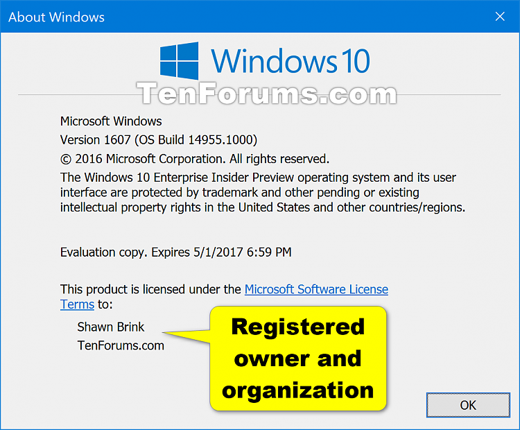 Change Registered Owner And Organization In Windows 10 Tutorials change-registered-owner-and-organization-in-windows-10-tutorials