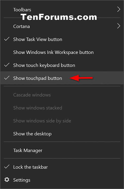 Hide or Show Touchpad Button on Taskbar in Windows 10-touchpad_button_taskbar_context_menu.png