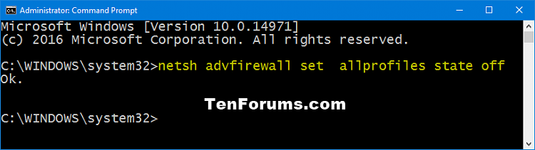 turn off windows defender firewall windows 10 powershell