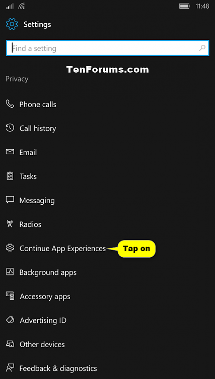 App Sync Between Devices - Turn On or Off in Window 10 Mobile-continue_app_experiences-2.png