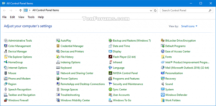 Create Control Panel Shortcut in Windows 10-control_panel_small_icons_view.png