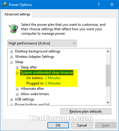 system unattended sleep timeout windows 11 registry