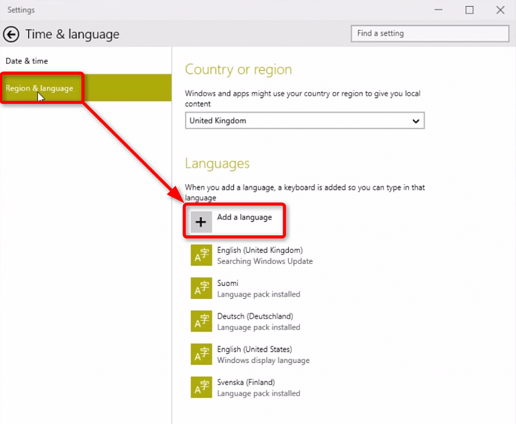 windows 10 add display language pack
