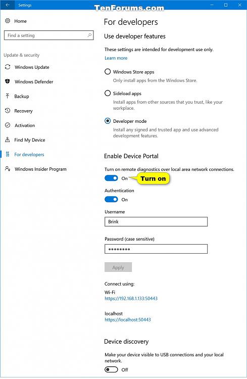 Connect to Device Portal for Windows 10 PC-turn_on_device_portal.jpg