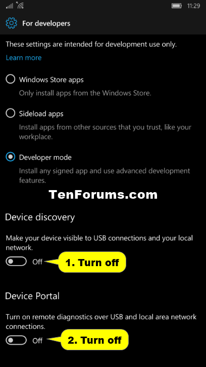 Device Portal for Mobile - Turn On or Off on Windows 10 Mobile Phone-turn_off_device_portal_for_mobile.png