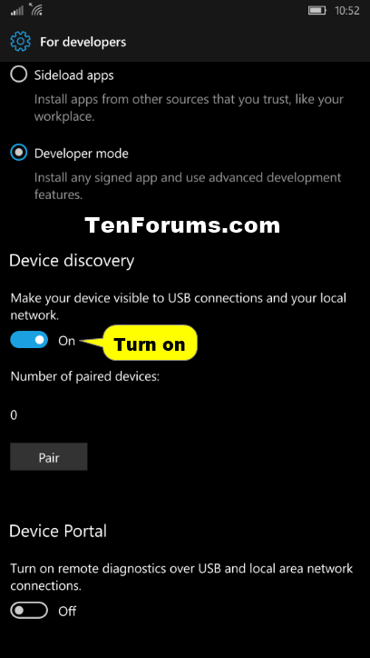 Device Portal for Mobile - Turn On or Off on Windows 10 Mobile Phone-turn_on_device_portal_for_mobile-4.png