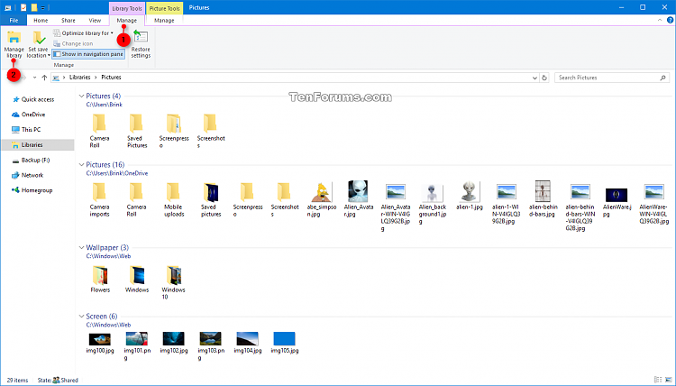 Re-order Library Folders in Windows 10-opened_library_ribbon.png