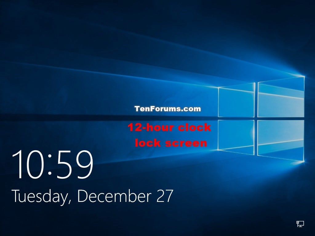 Change Lock Screen Clock to 12 hour or 24 hour Format in Windows 10 |  Tutorials